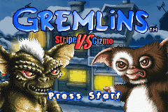 Gremlins: Stripe vs Gizmo title screen for GameBoy Advance